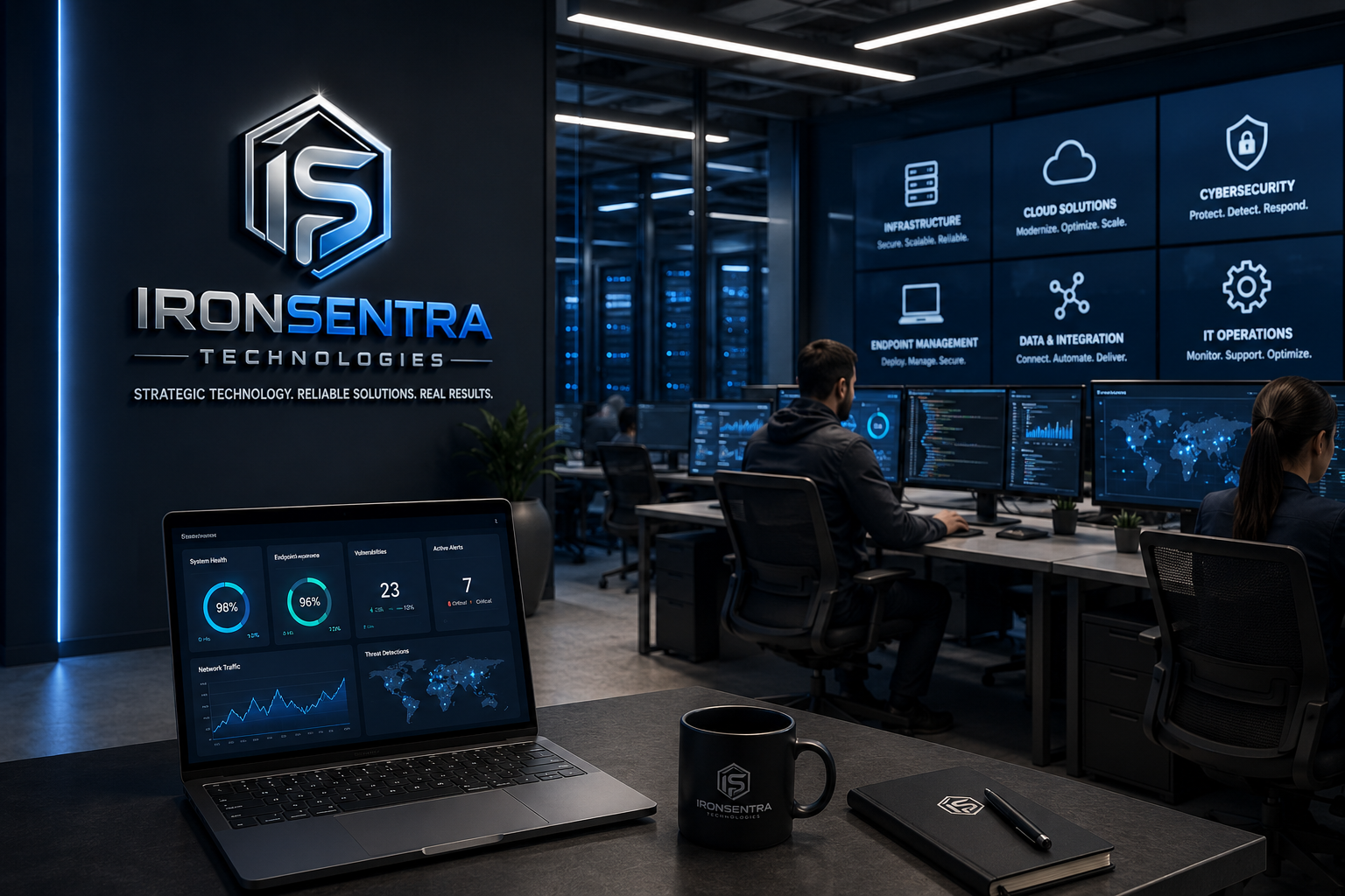 Illustrative enterprise technology operations environment representing IronSentra capabilities